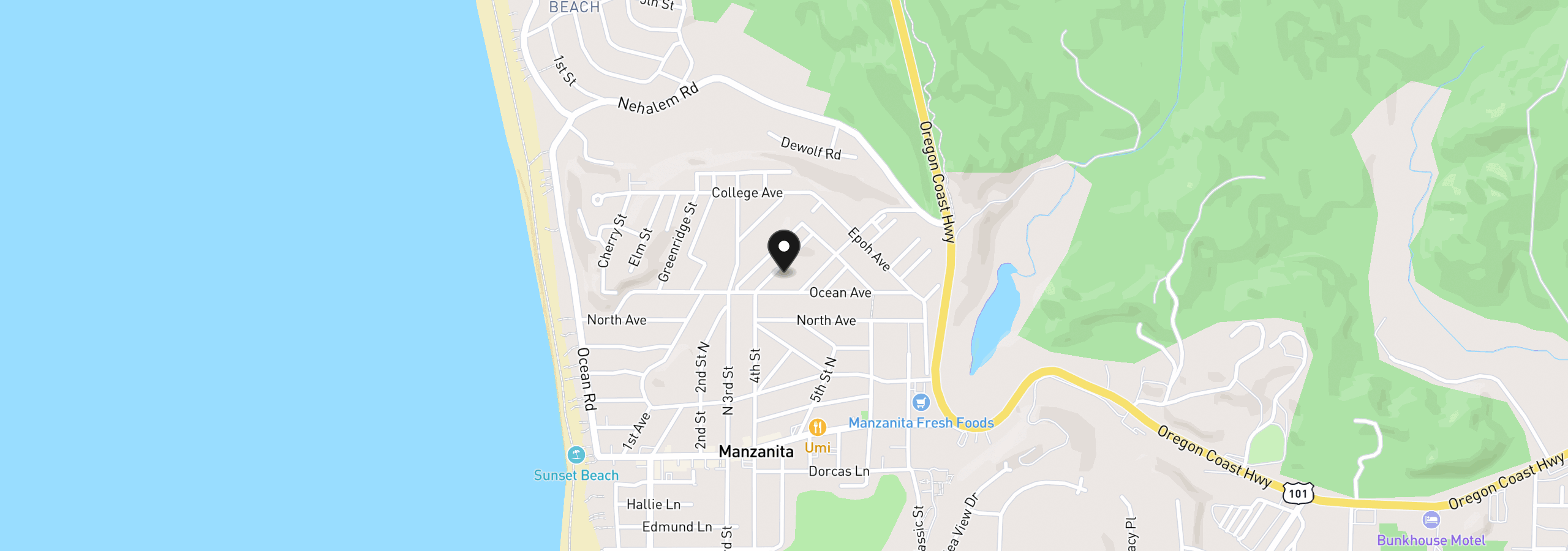 Map showing the location of 756 Nutmeg St, Manzanita, OR 97130
