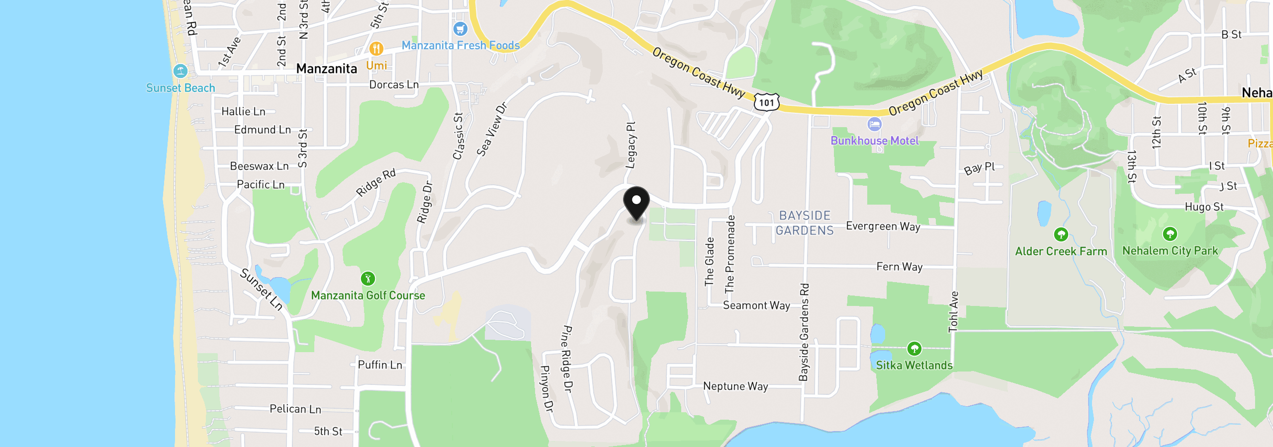 Map showing the location of 10355 Pine Ridge Dr, Manzanita, OR 97130