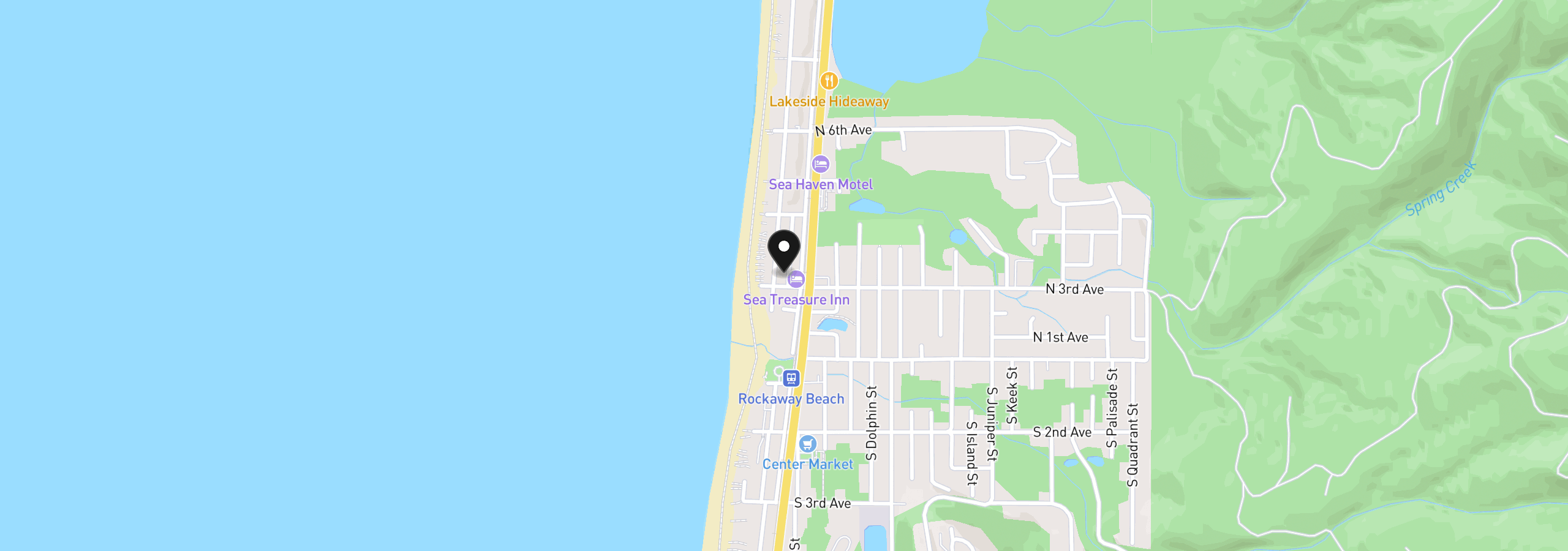 Map showing the location of 300 N Pacific St 37, Rockaway Beach, OR 97136