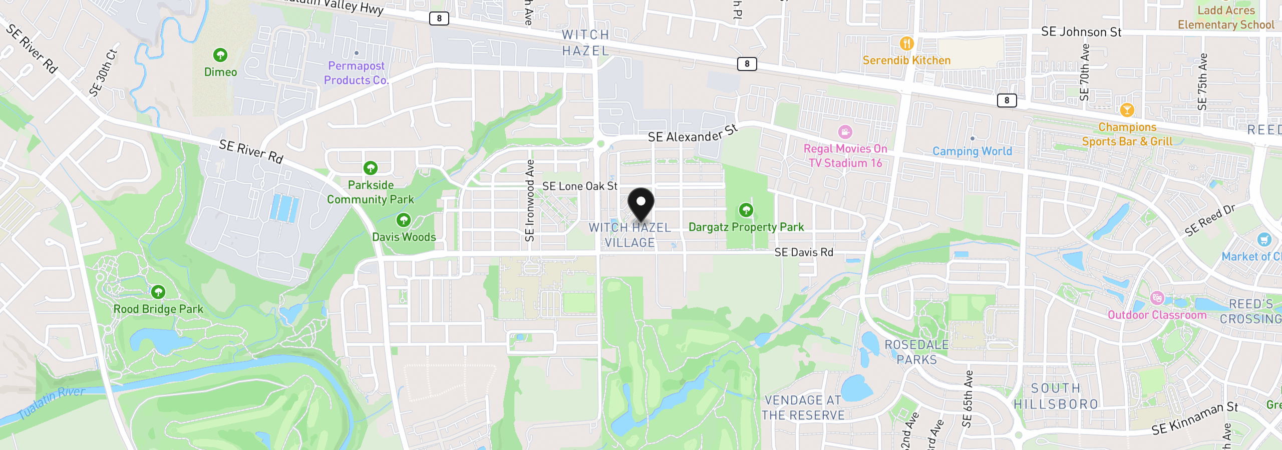 Map showing the location of 5139 SE Thornapple St, Hillsboro, OR 97123