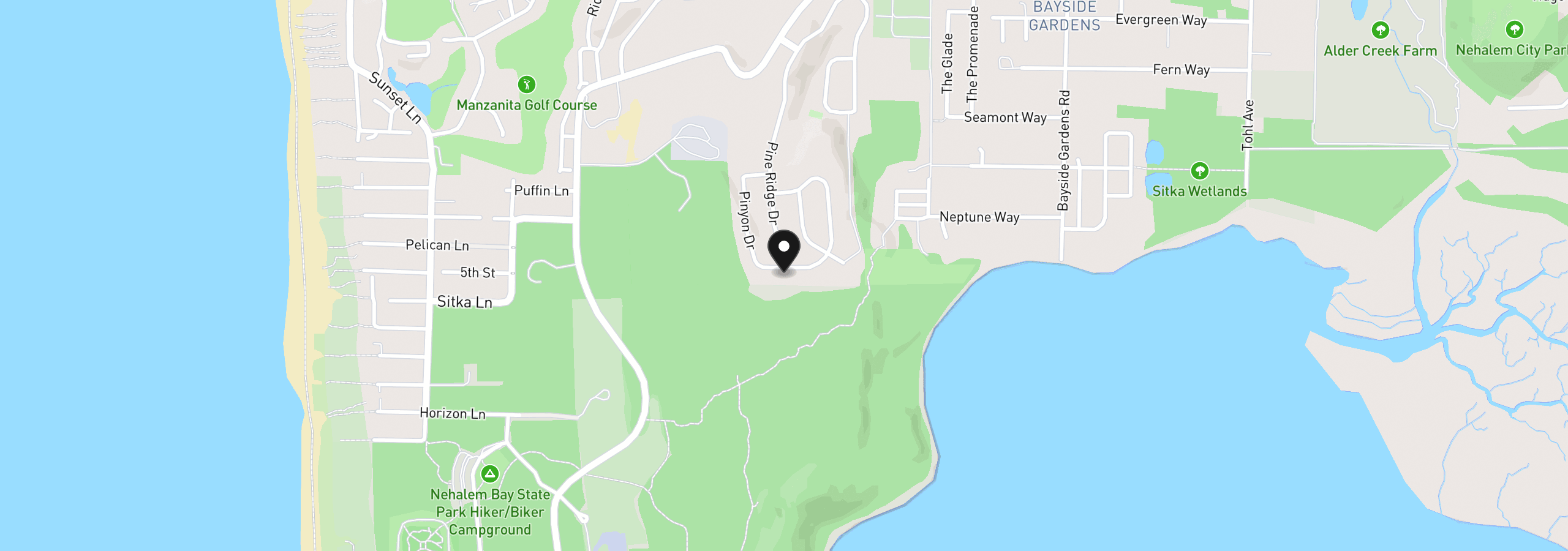 Map showing the location of 34560 Lodgepole Dr, Manzanita, OR 97130