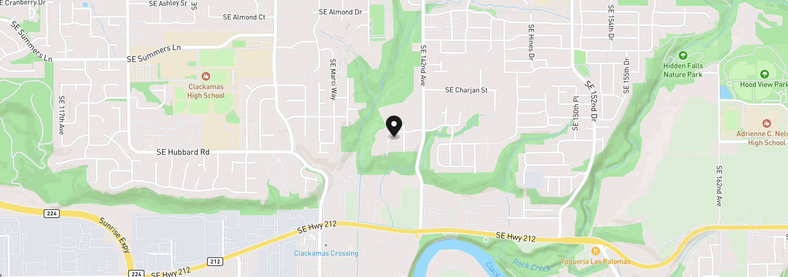 Map showing the location of 14184 SE Iseli Ln, Clackamas, OR 97015