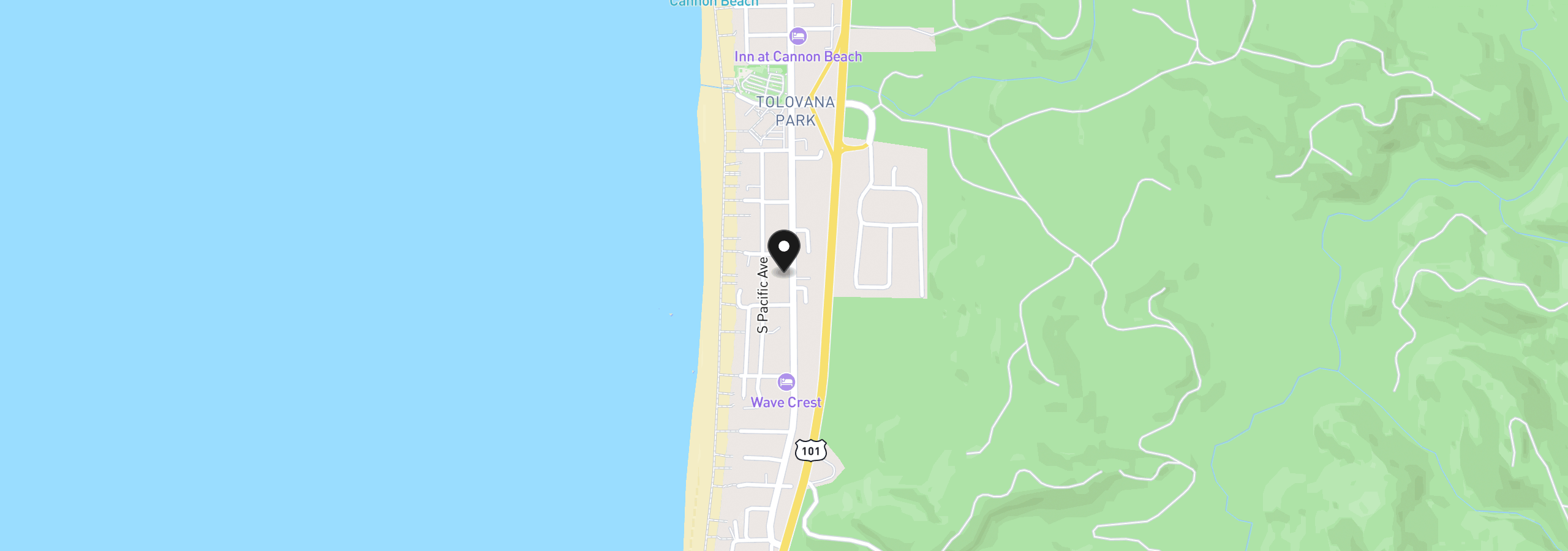 Map showing the location of 3740 S Hemlock St, Cannon Beach, OR 97110