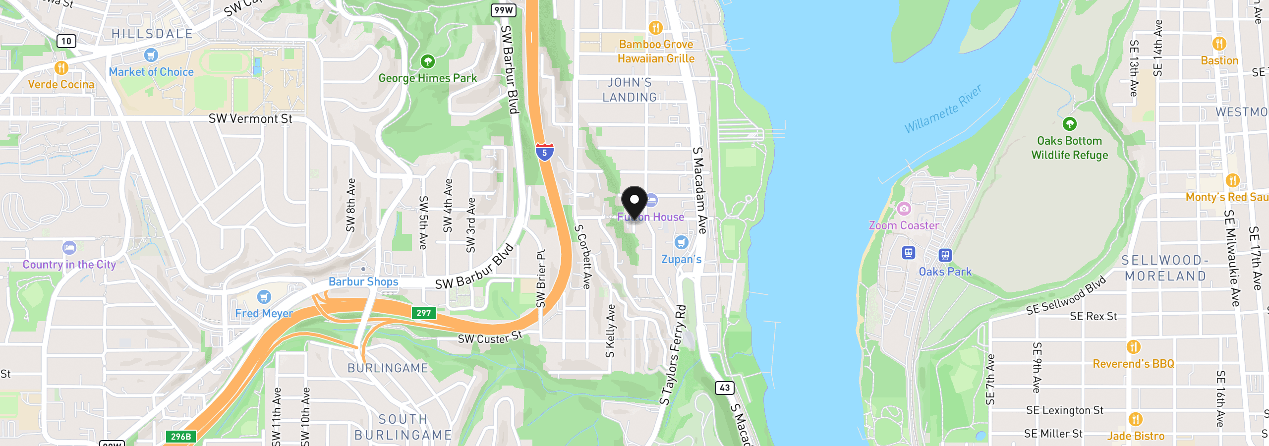Map showing the location of 0 S Virginia Pl, Portland, OR 97219