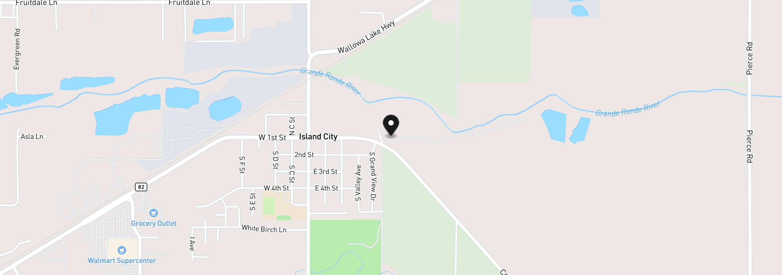Map showing the location of 61993 Quail Rd, La Grande, OR 97850