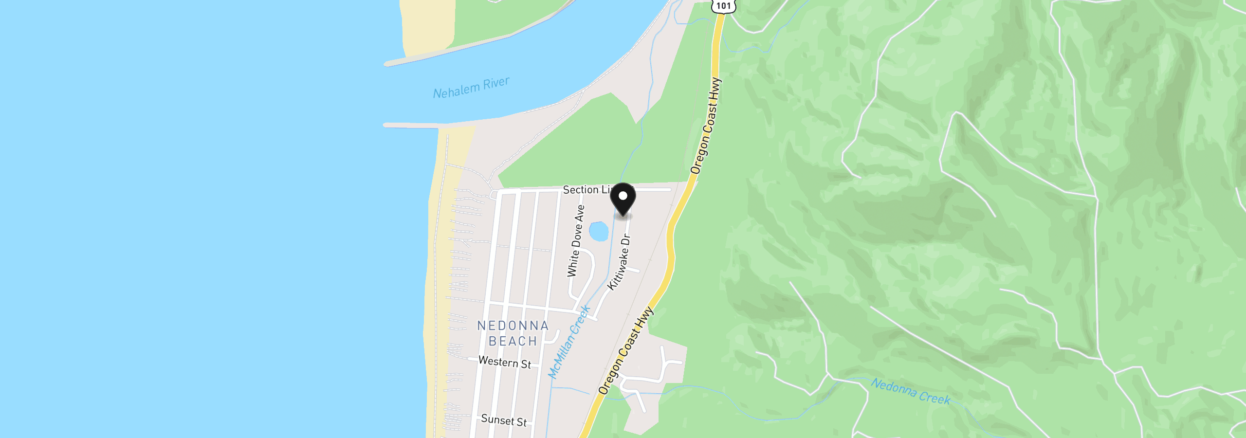 Map showing the location of 08300 Kittiwake Dr, Rockaway Beach, OR 97136