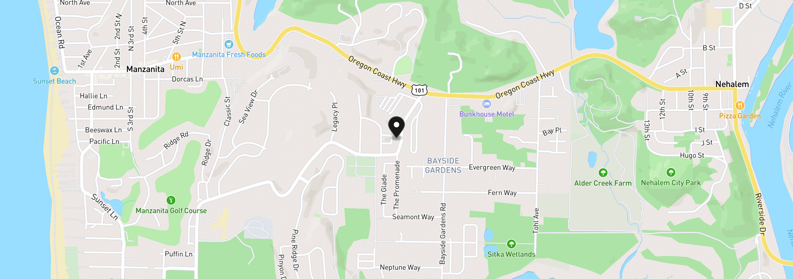 Map showing the location of 35555 Sea Forest Way, Nehalem, OR 97131