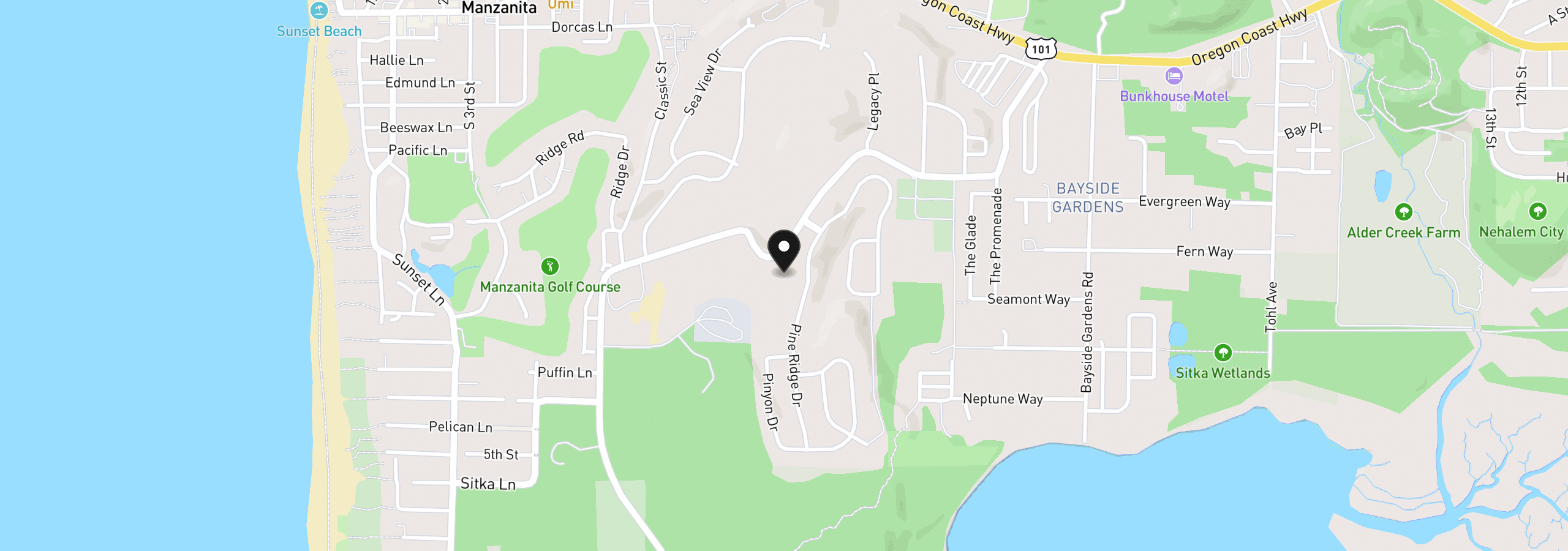 Map showing the location of Pine Ridge Dr 8, Manzanita, OR 97130