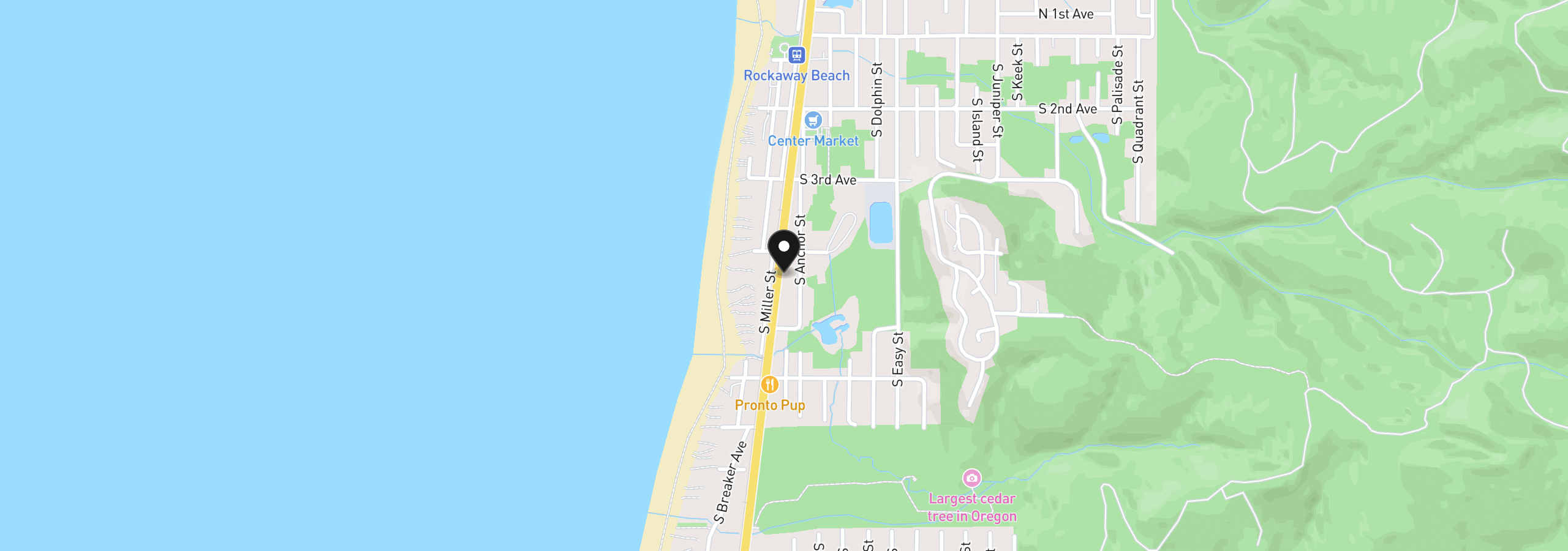 Map showing the location of 432 S Hwy 101, Rockaway Beach, OR 97136