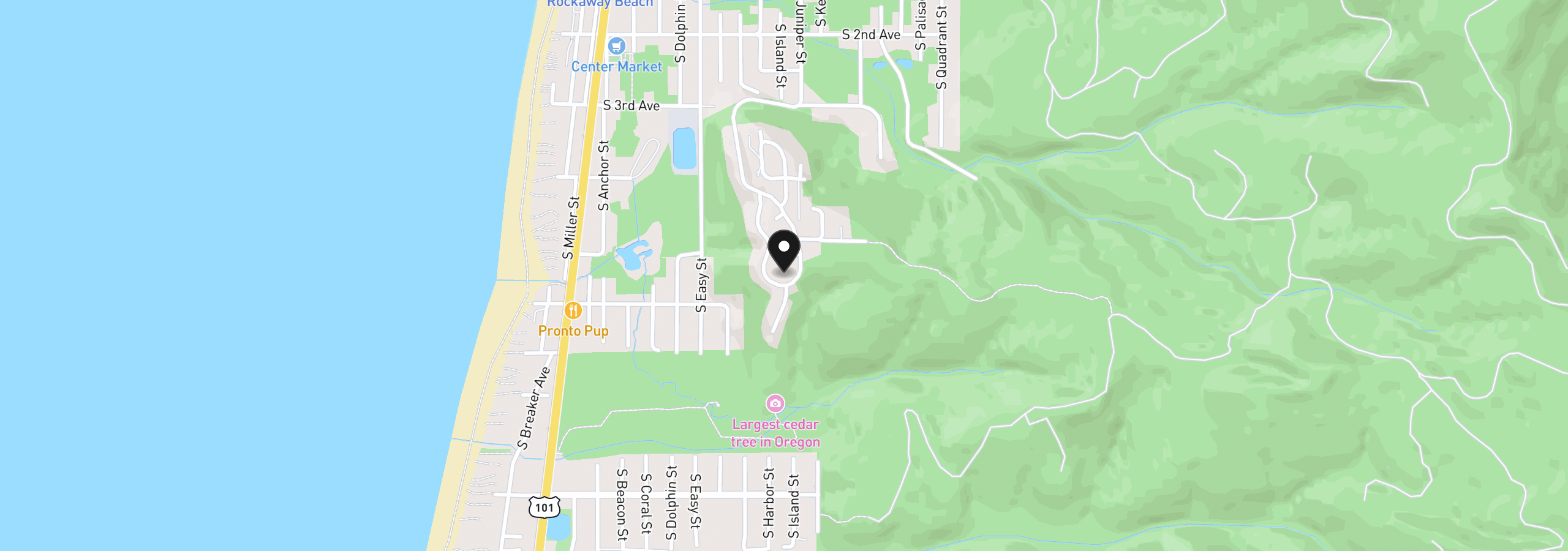 Map showing the location of 530 Kesterson Ct, Rockaway Beach, OR 97136