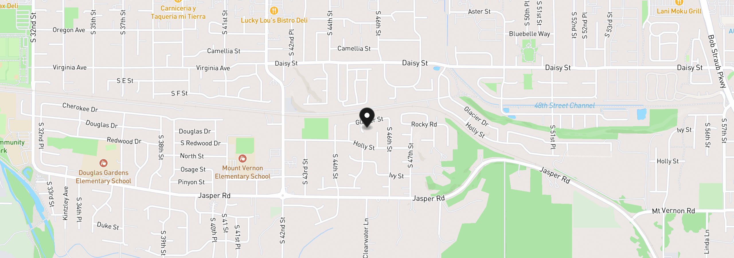 Map showing the location of 4493 Glacier St, Springfield, OR 97478