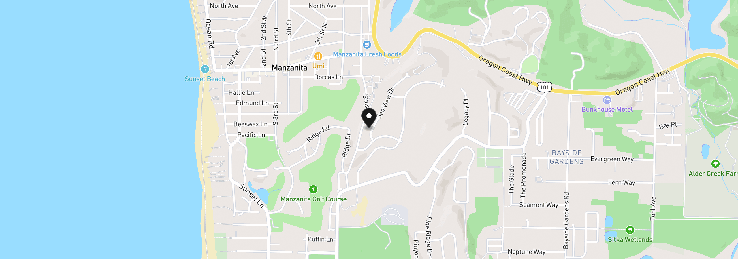 Map showing the location of 530 Sea View Dr, Manzanita, OR 97130