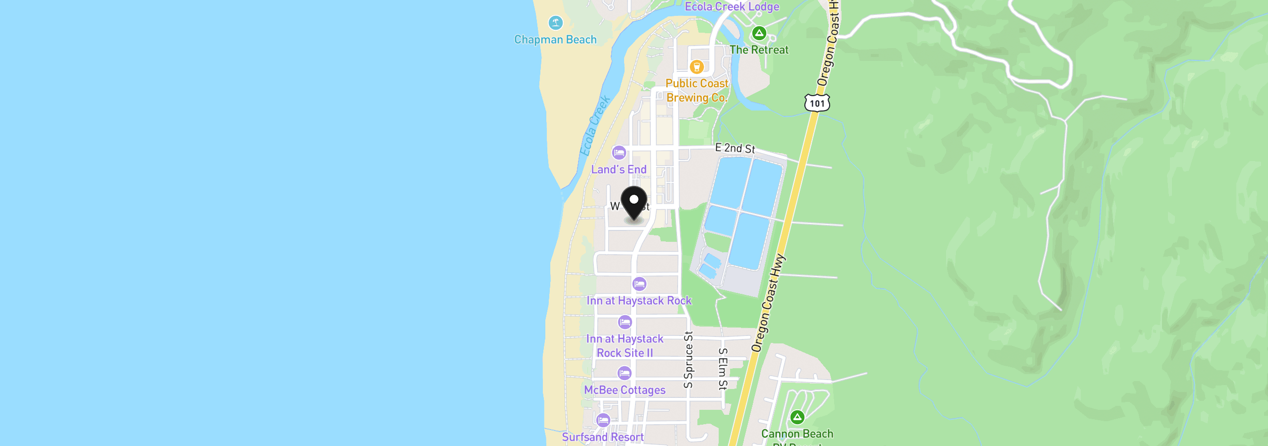 Map showing the location of 138 W Taft St, Cannon Beach, OR 97110