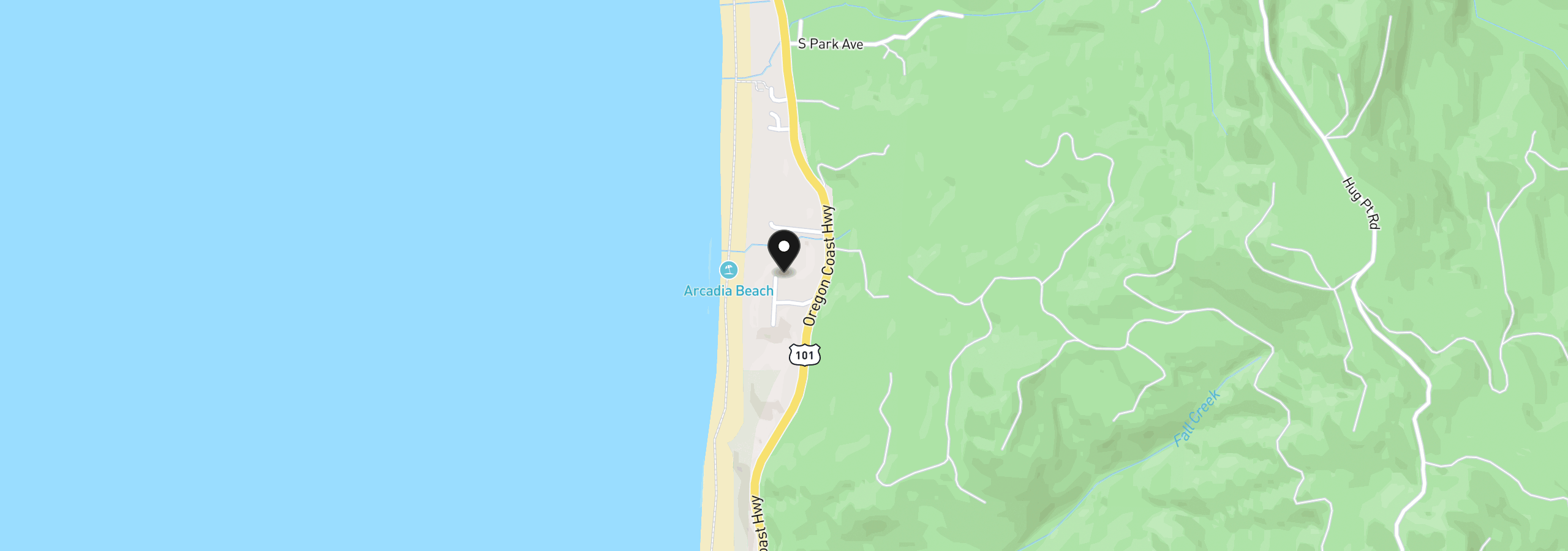 Map showing the location of 81095 Arcadia Rd, Cannon Beach, OR 97110