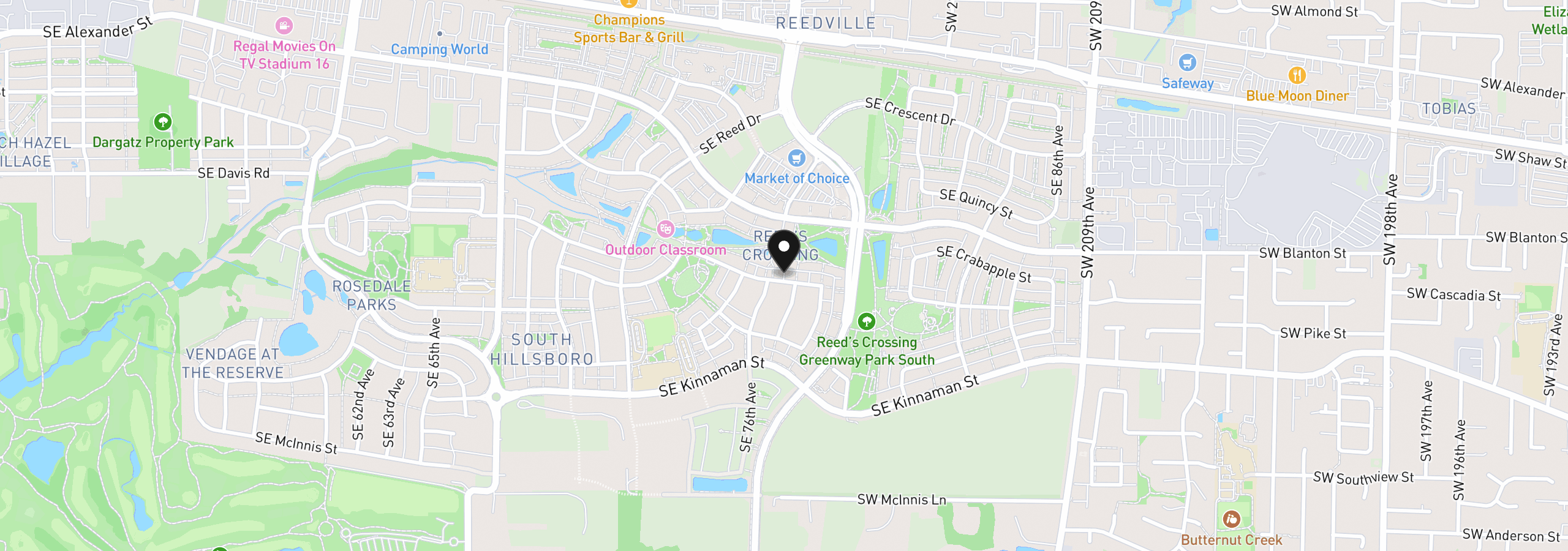 Map showing the location of 8560 SE Bobcat Ln, Hillsboro, OR 97123