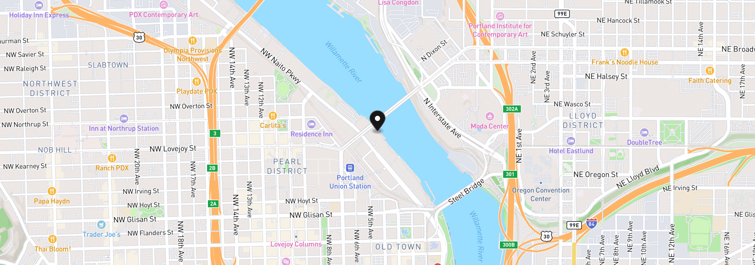 Map showing the location of 940 NW Naito Pkwy L15, Portland, OR 97209