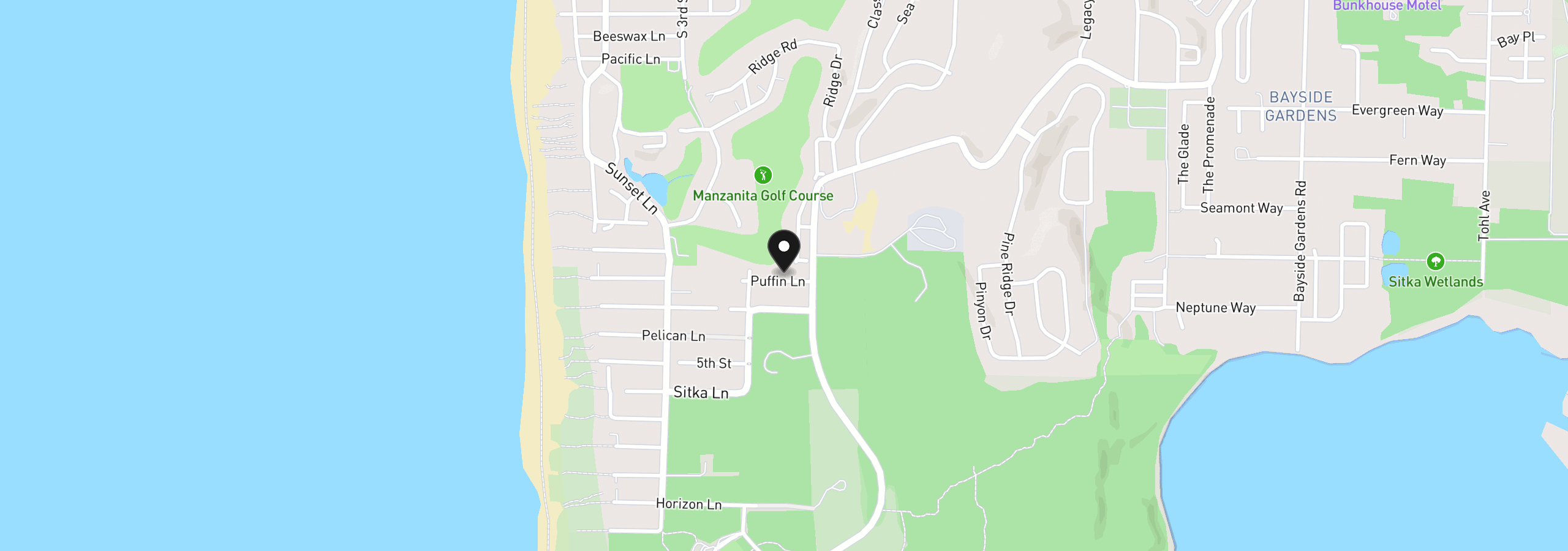 Map showing the location of Puffin Ln 15, Manzanita, OR 97130