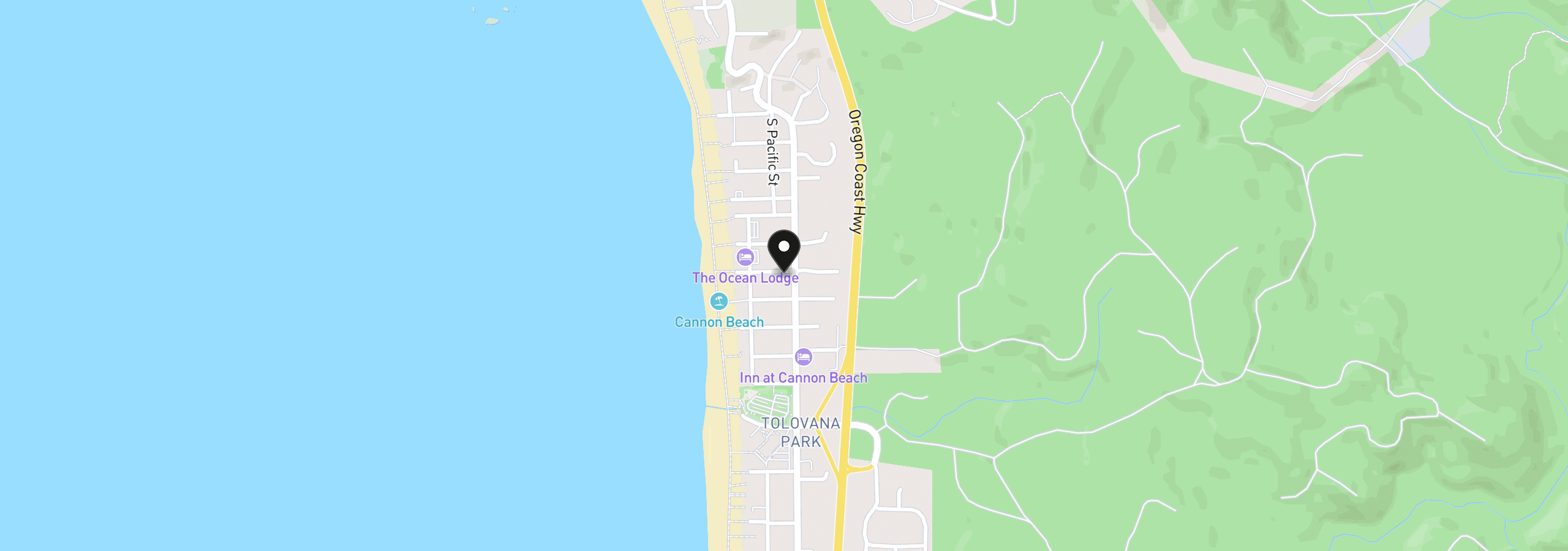 Map showing the location of 123 W Chisana St, Cannon Beach, OR 97110