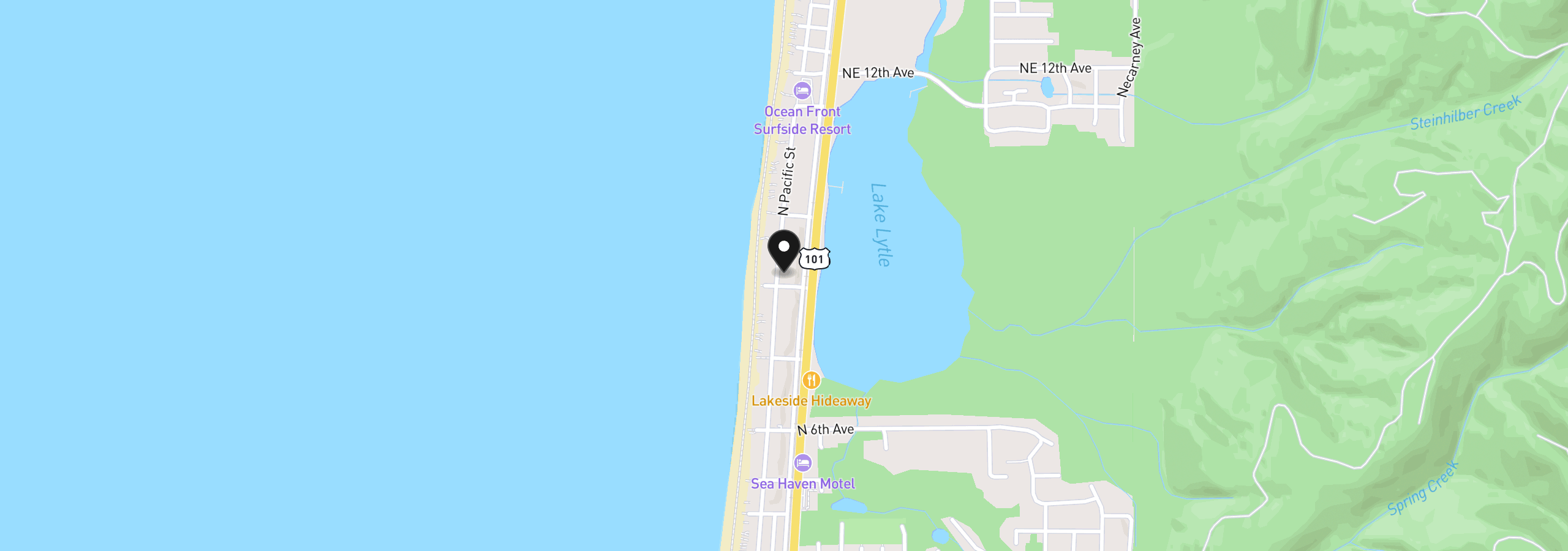 Map showing the location of 810 N Pacific St, Rockaway Beach, OR 97136