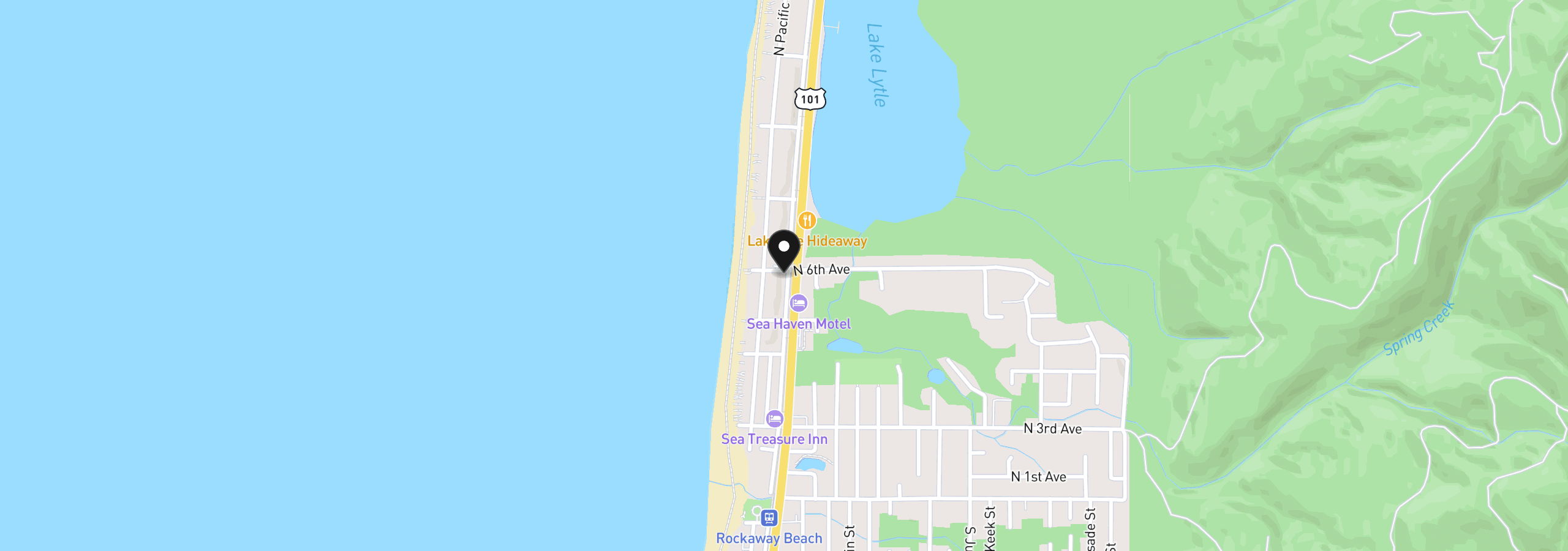 Map showing the location of 563 N Miller, Rockaway Beach, OR 97136