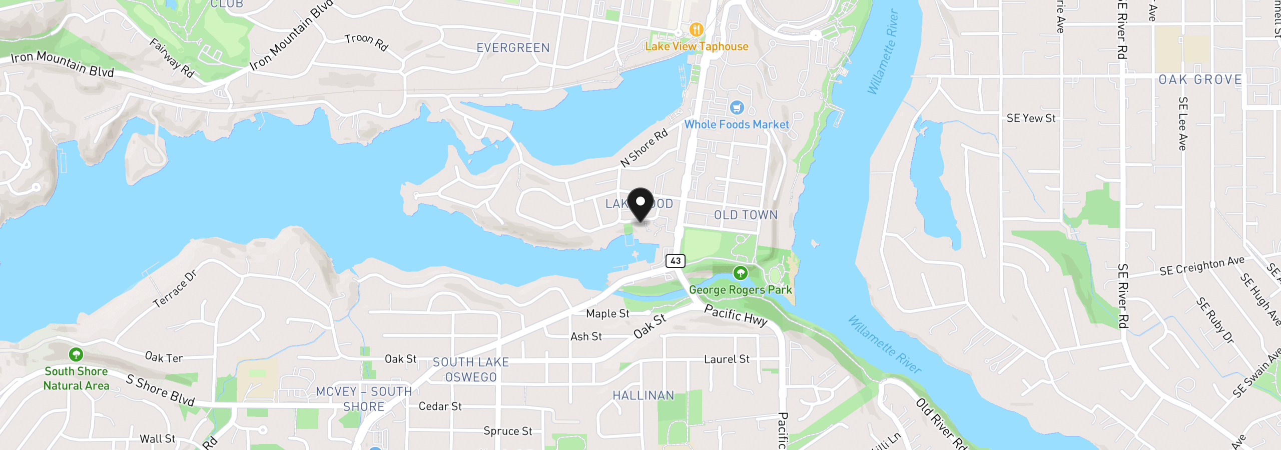 Map showing the location of 236 Ridgeway Rd 16a, Lake Oswego, OR 97034