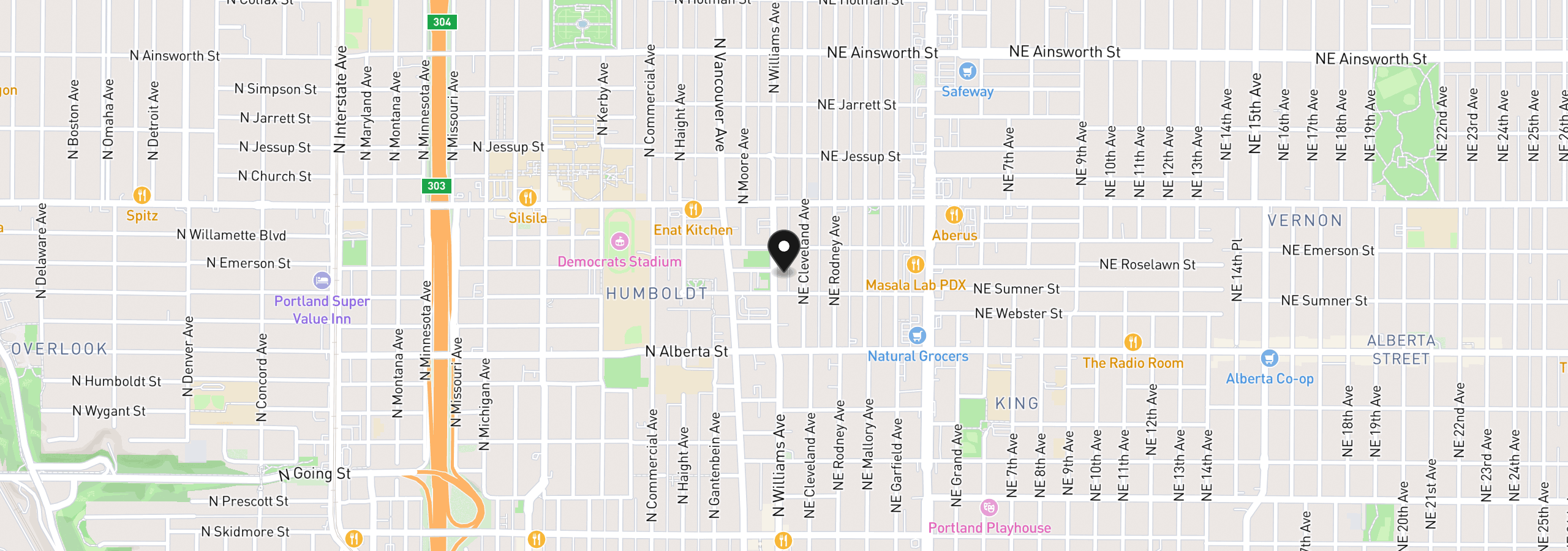 Map showing the location of 5232 N Williams Ave, Portland, OR 97217