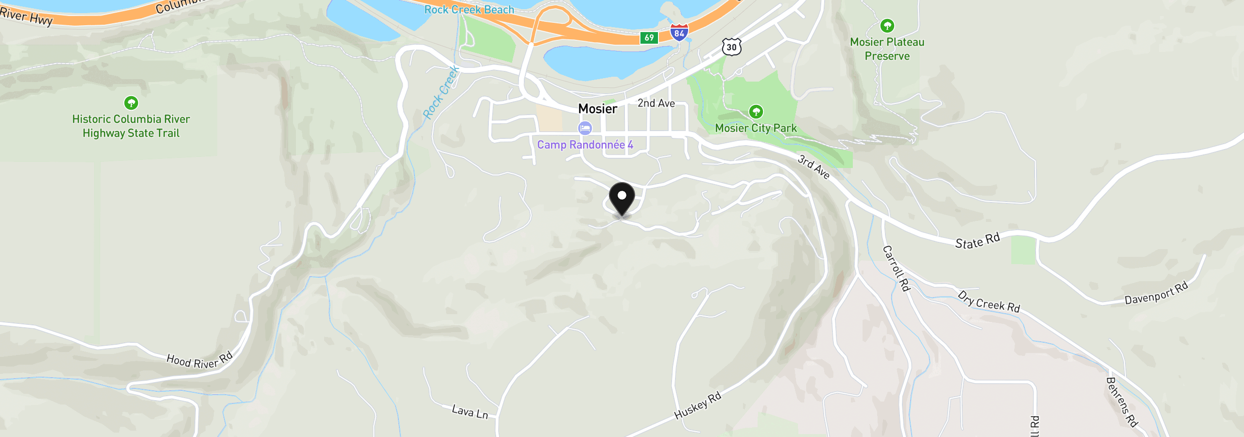 Map showing the location of Blanchard Blvd 34, Mosier, OR 97040