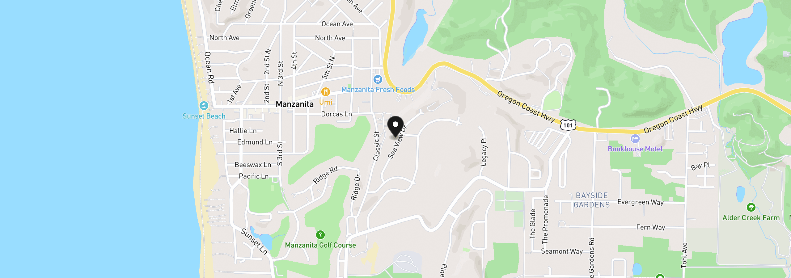 Map showing the location of Sea View Dr, Manzanita, OR 97130
