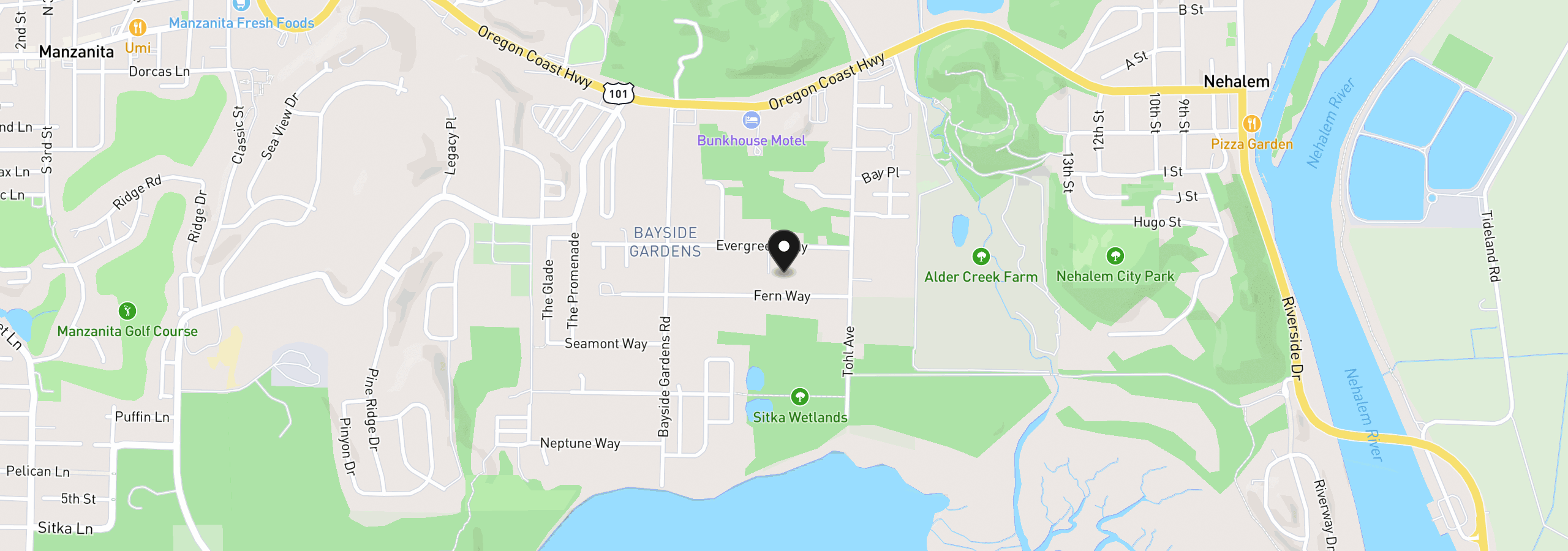 Map showing the location of Fern Way, Nehalem, OR 97131