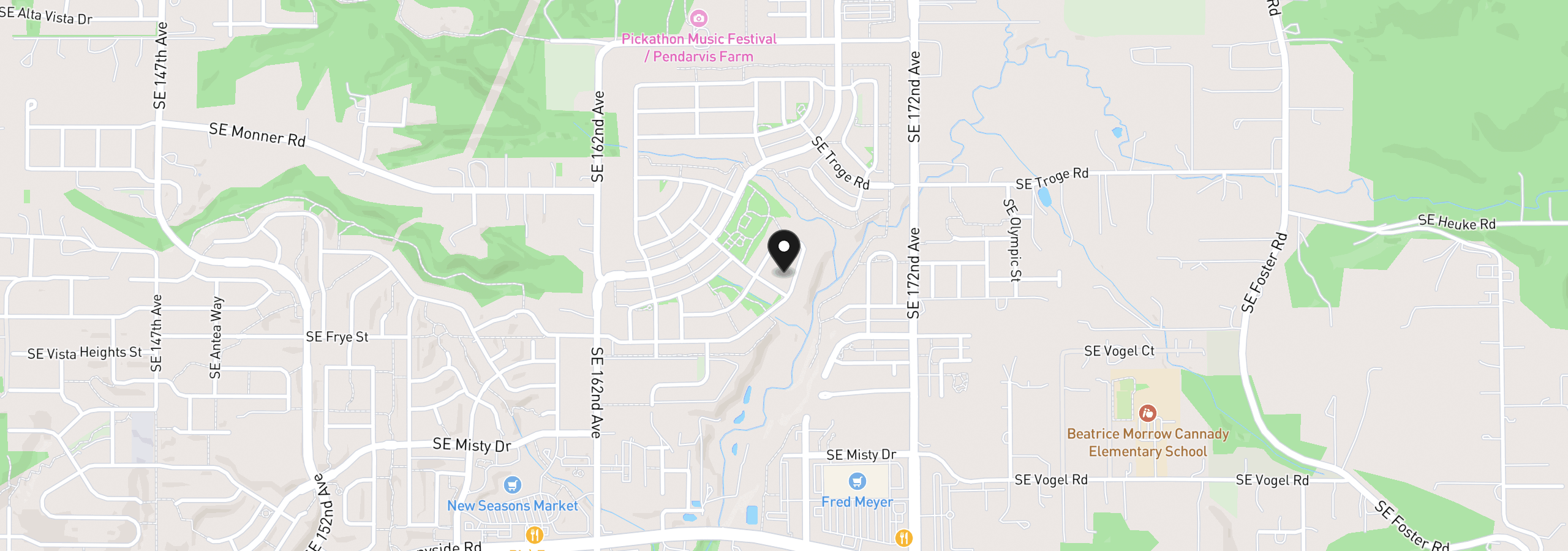 Map showing the location of 16889 SE Mist Layer Loop, Happy Valley, OR 97086