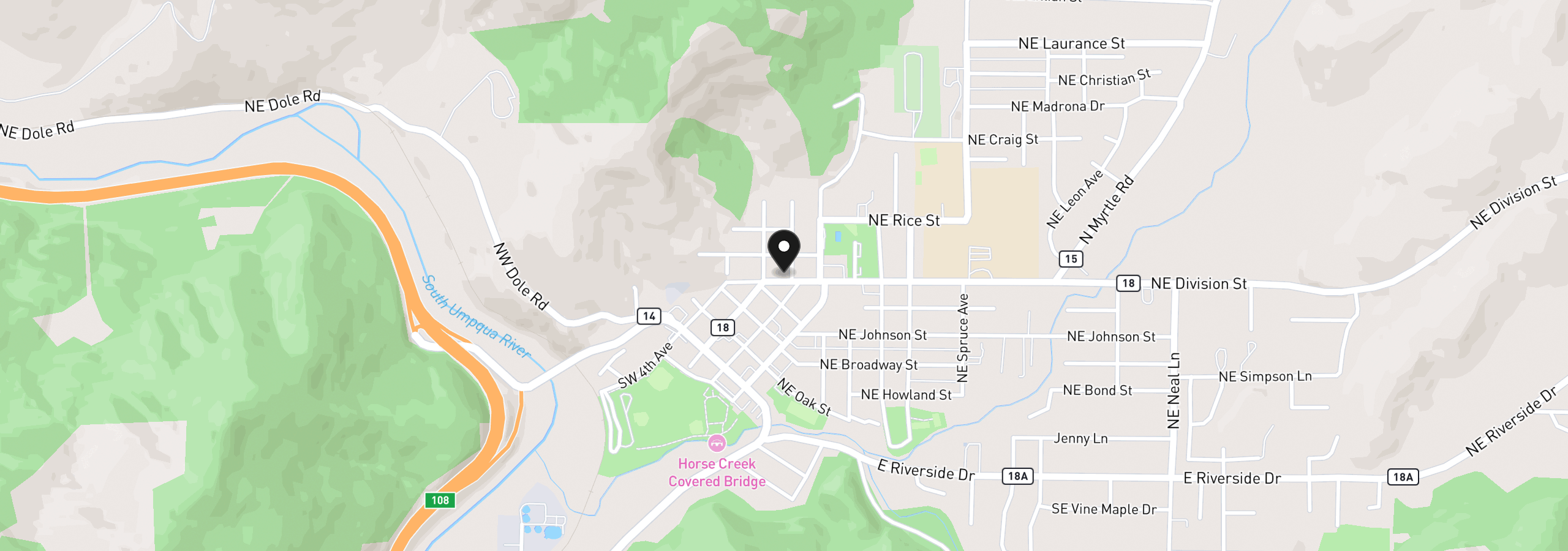 Map showing the location of 606 NW Nichol Ave, Myrtle Creek, OR 97457
