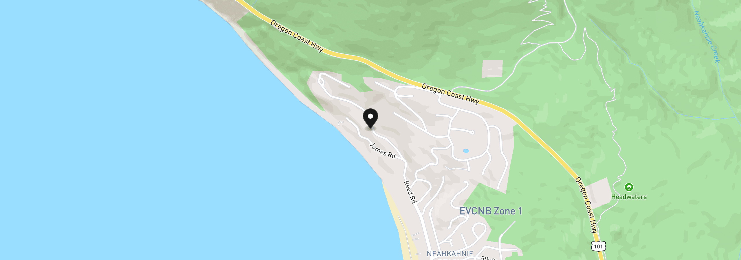 Map showing the location of 38500 Beulah Reed Rd, Manzanita, OR 97130