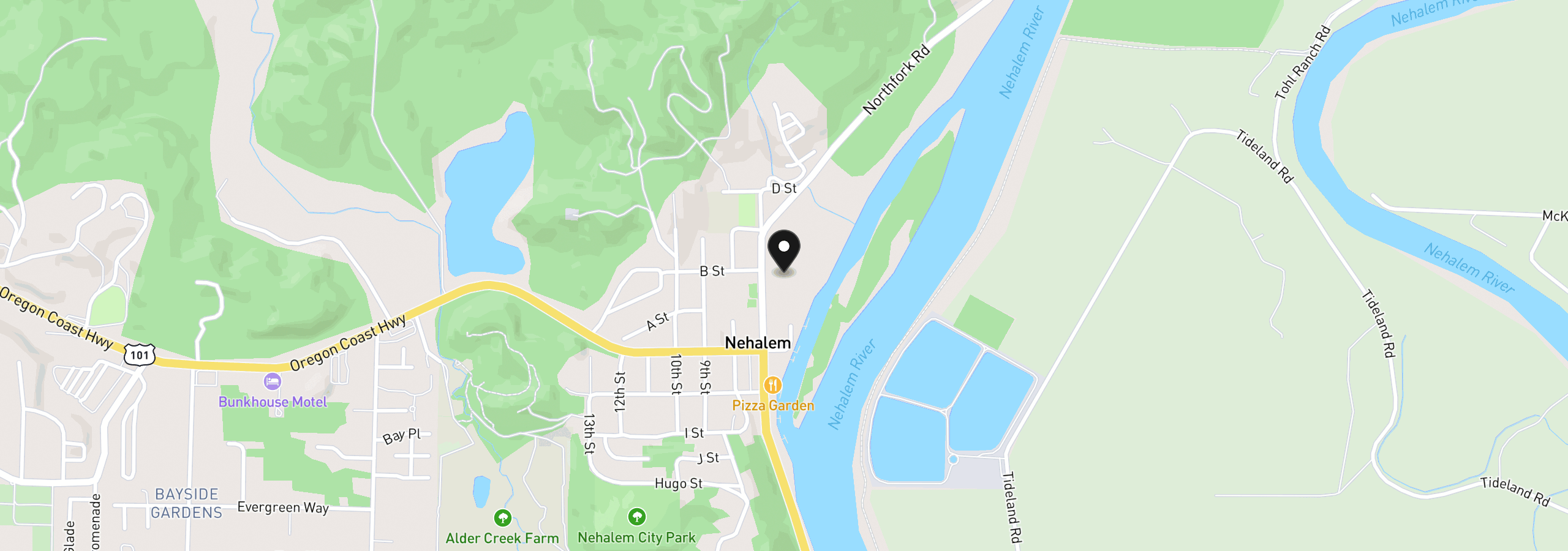 Map showing the location of Seventh St, Nehalem, OR 97131