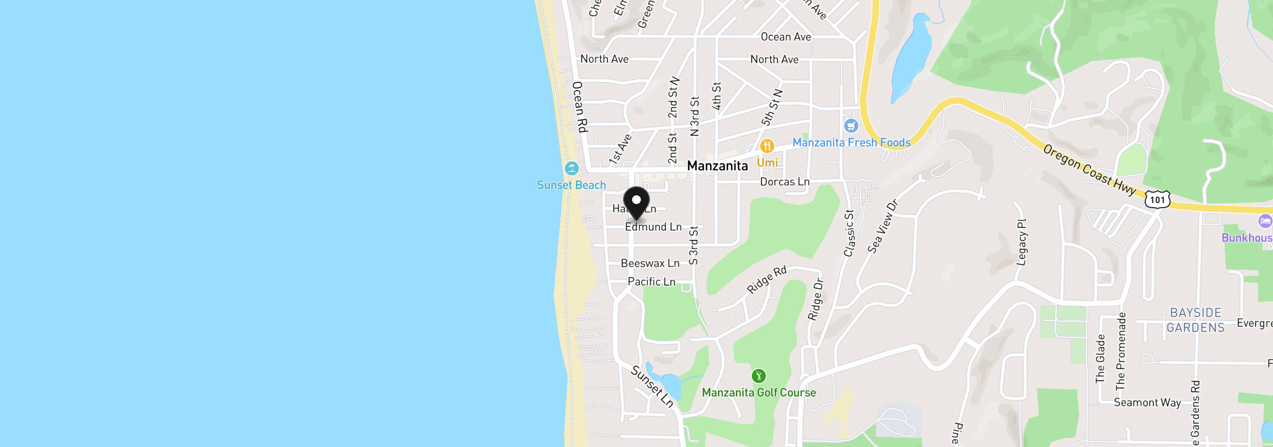 Map showing the location of 374 carmel Ave, Manzanita, OR 97130