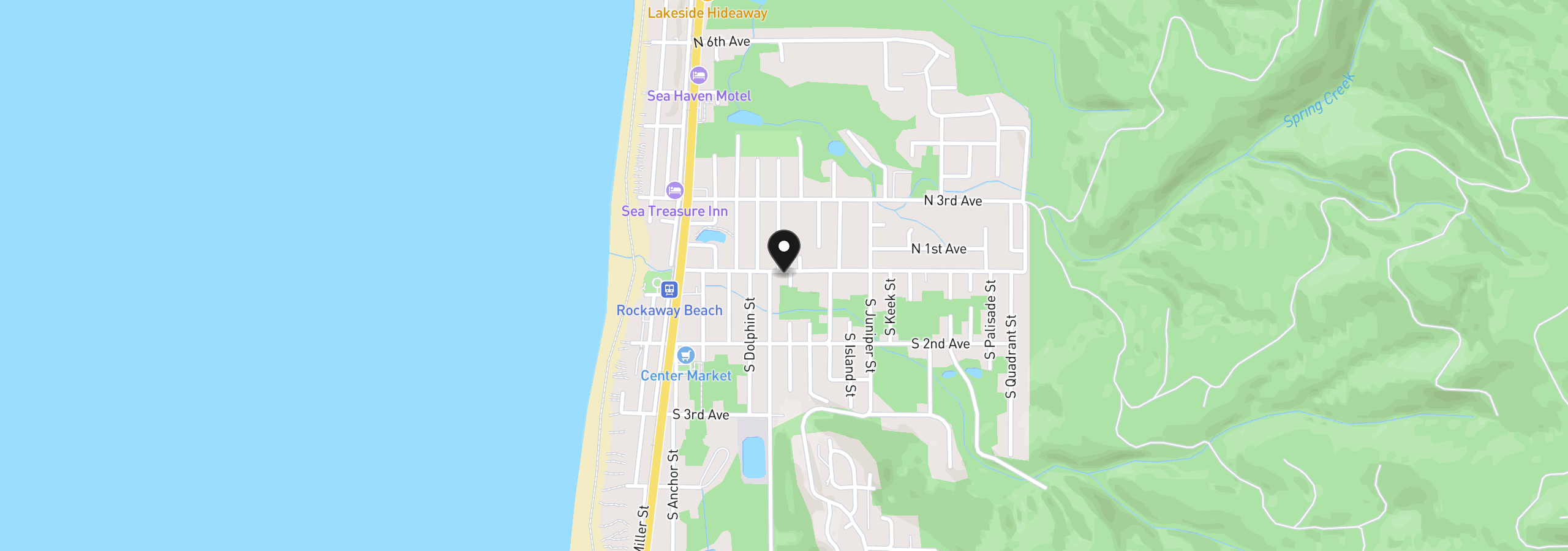 Map showing the location of 508 Nehalem Ave, Rockaway Beach, OR 97136