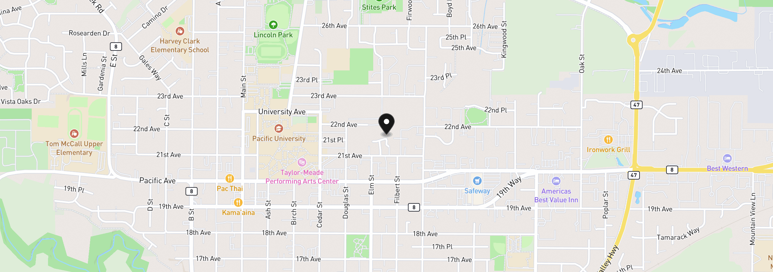 Map showing the location of 2519 Green Ct, Forest Grove, OR 97116