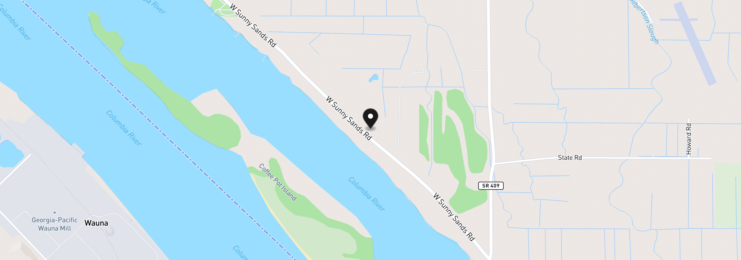 Map showing the location of 126 W Sunny Sands Rd, Cathlamet, Wa 98612