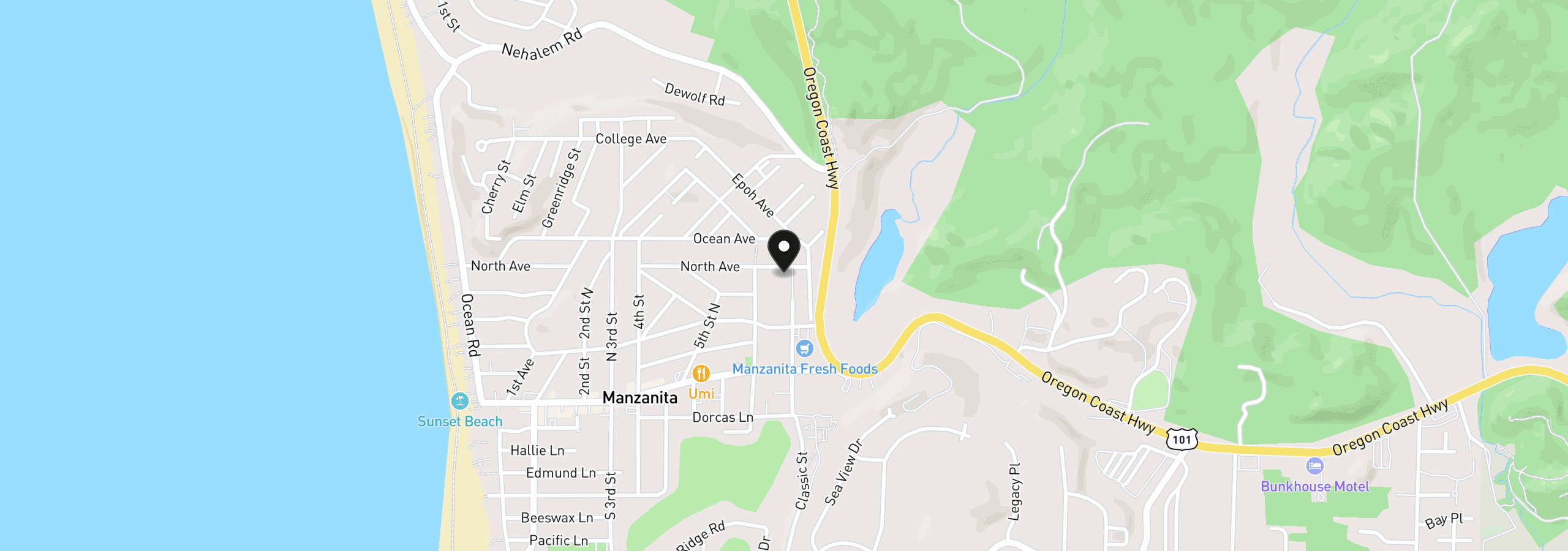 Map showing the location of 660 North Ave, Manzanita, OR 97130