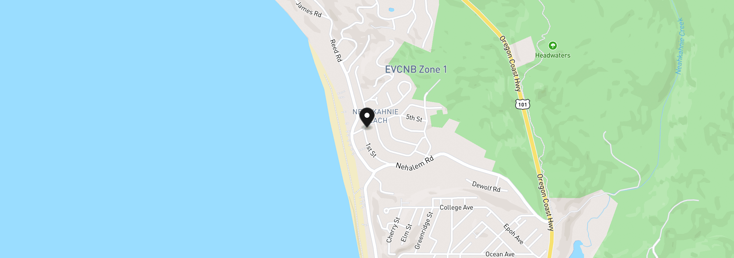 Map showing the location of 8125 Neah-Kah-Nie Rd, Manzanita, OR 97130
