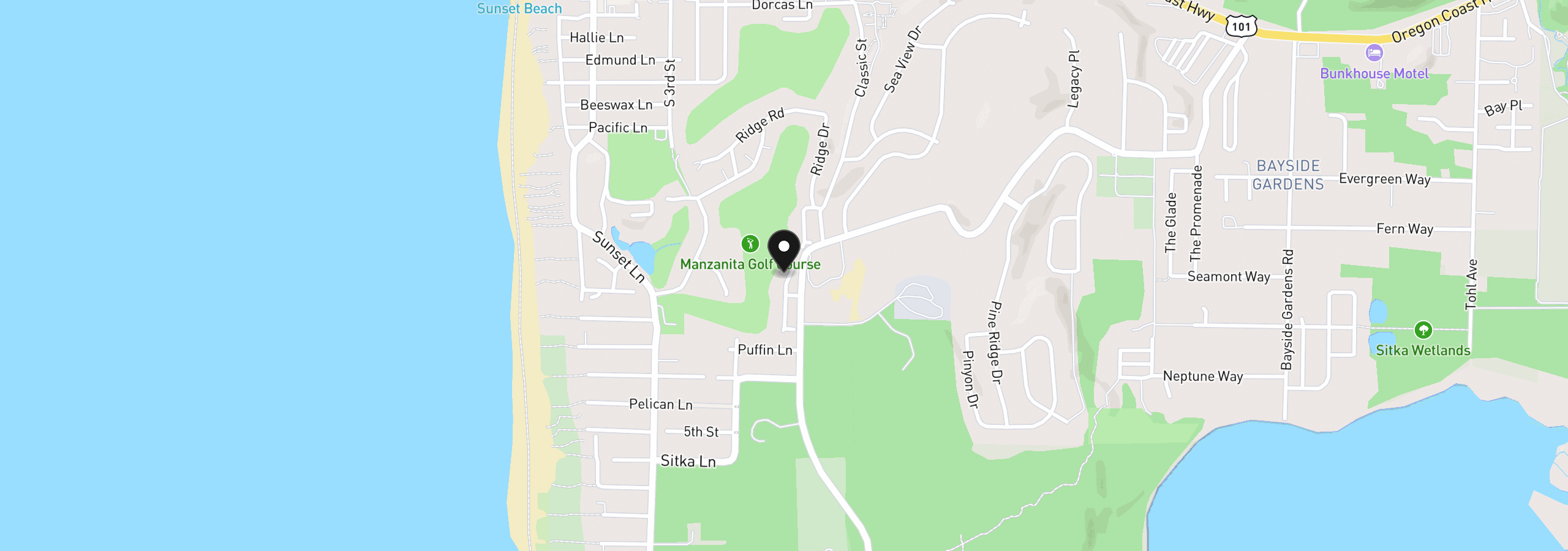 Map showing the location of 6600 Fairway Ct, Manzanita, OR 97130