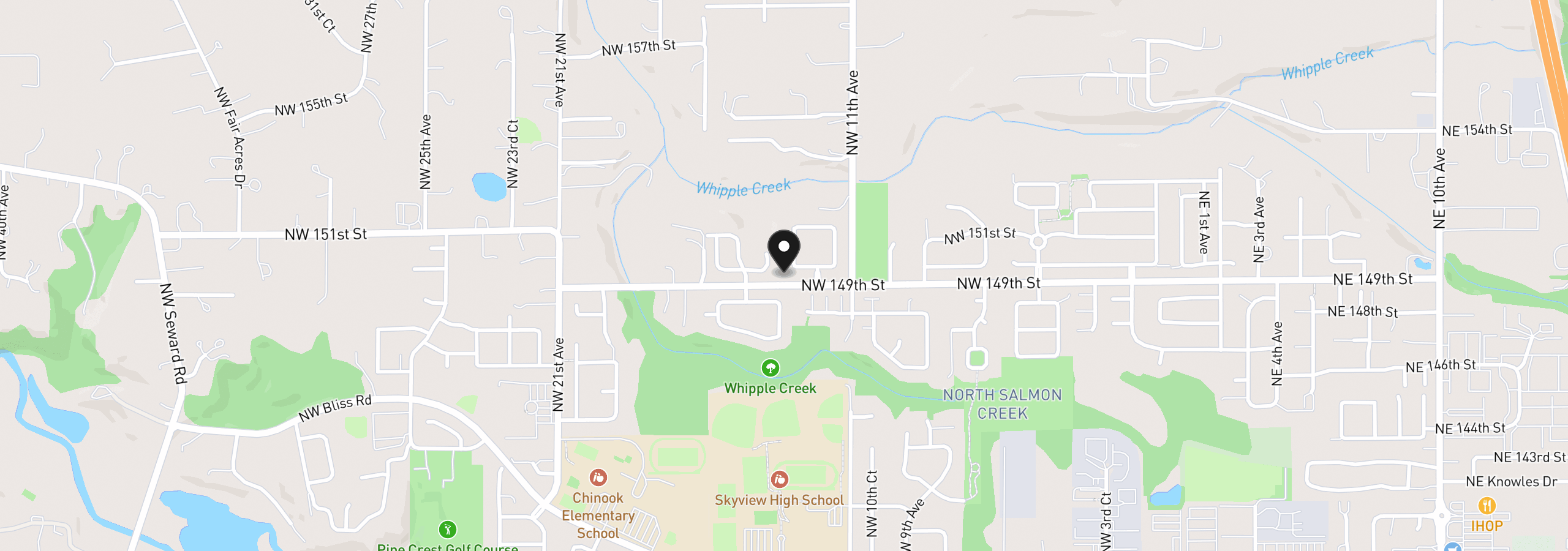 Map showing the location of 1215 NW 150th St, Vancouver, Wa 98685