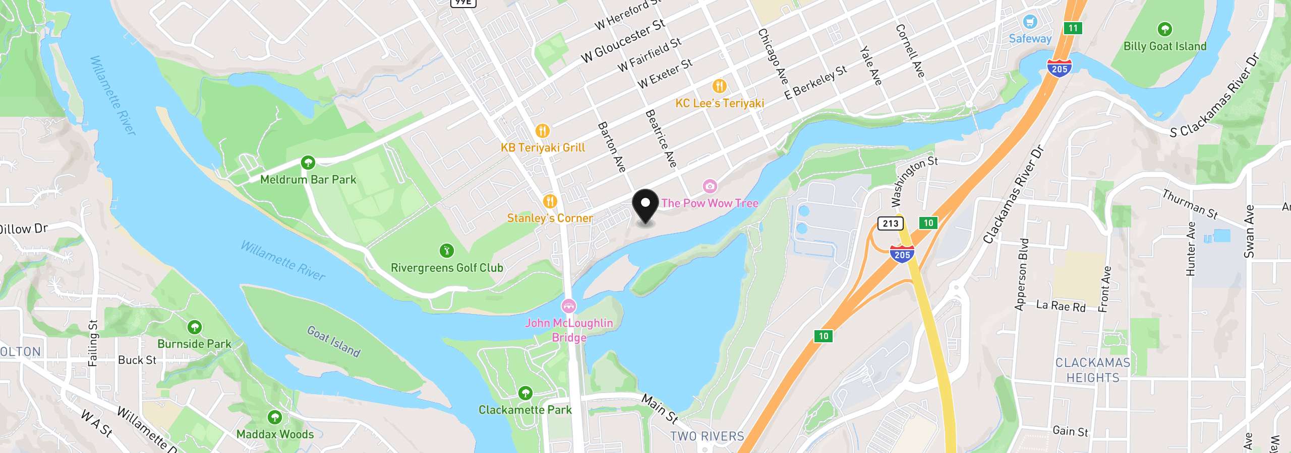 Map showing the location of 383 W Clackamas Blvd, Gladstone, OR 97027