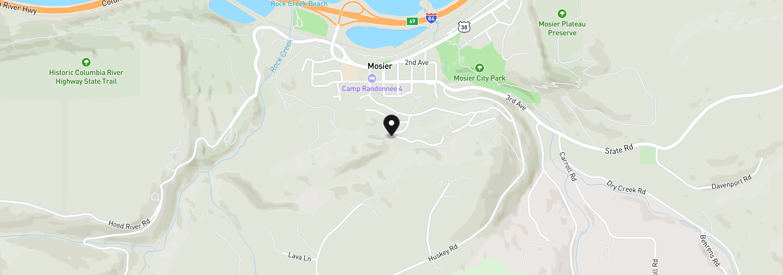 Map showing the location of Asher St 36, Mosier, OR 97040