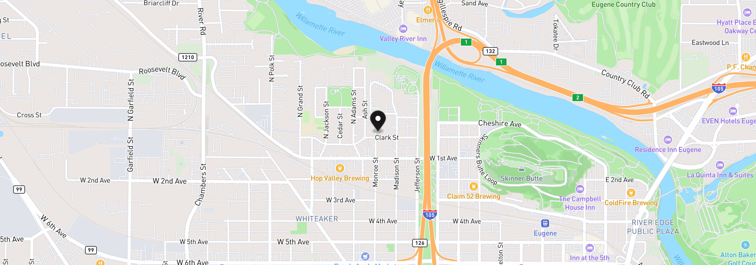 Map showing the location of 9 Monroe St D, Eugene, OR 97402