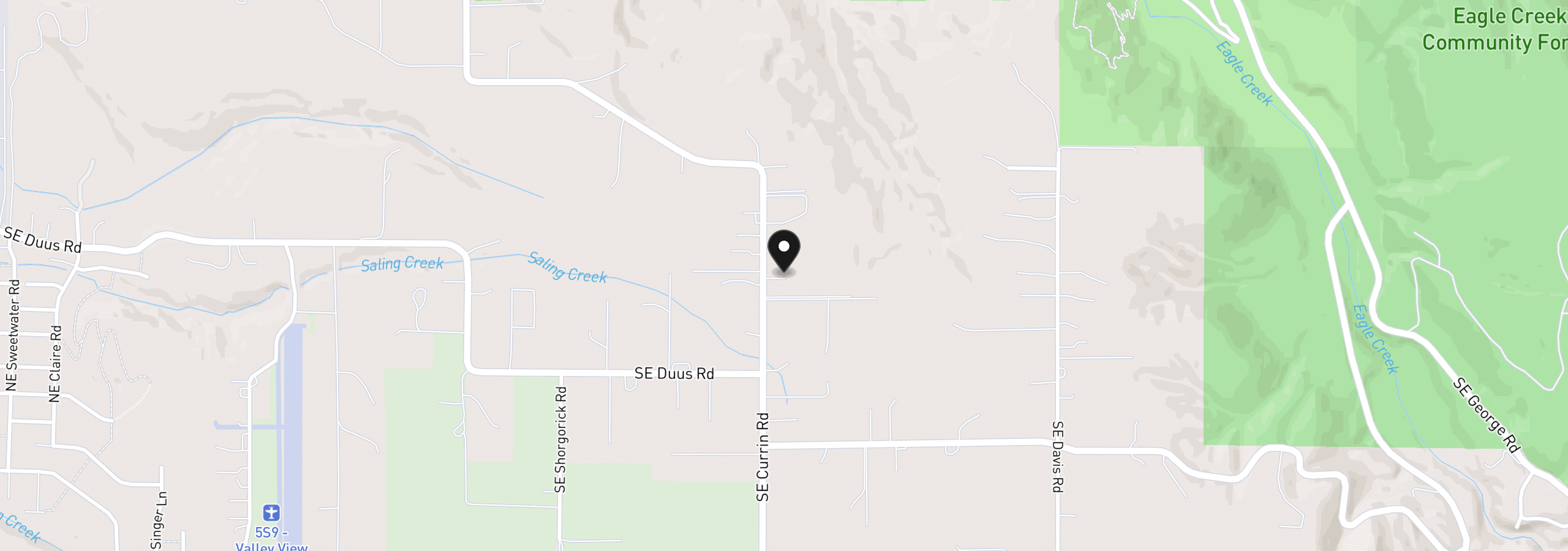 Map showing the location of 28900 SE Currin Rd, Estacada, OR 97023