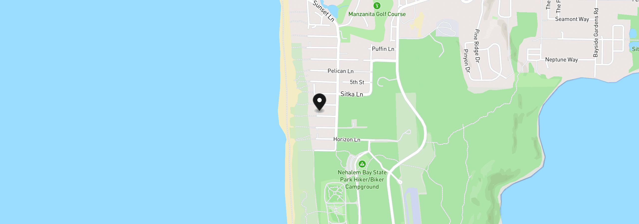 Map showing the location of 8870 Spindrift Ln, Manzanita, OR 97130