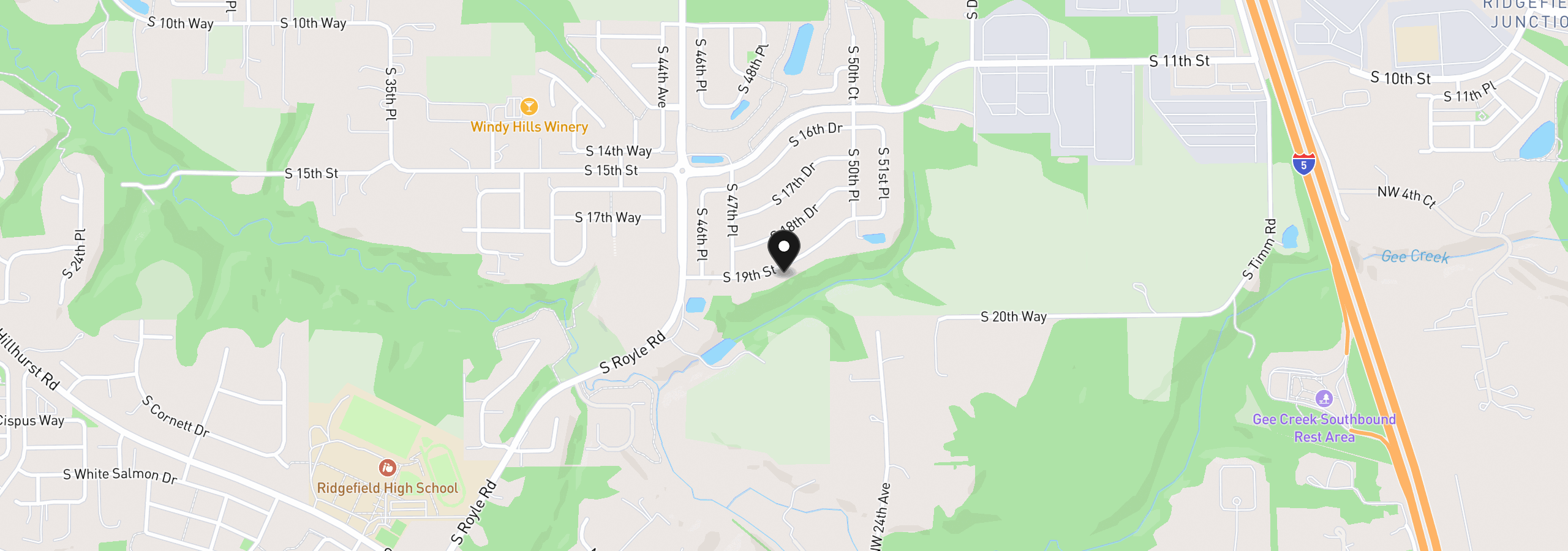 Map showing the location of 4757 S 19th St, Ridgefield, Wa 98642