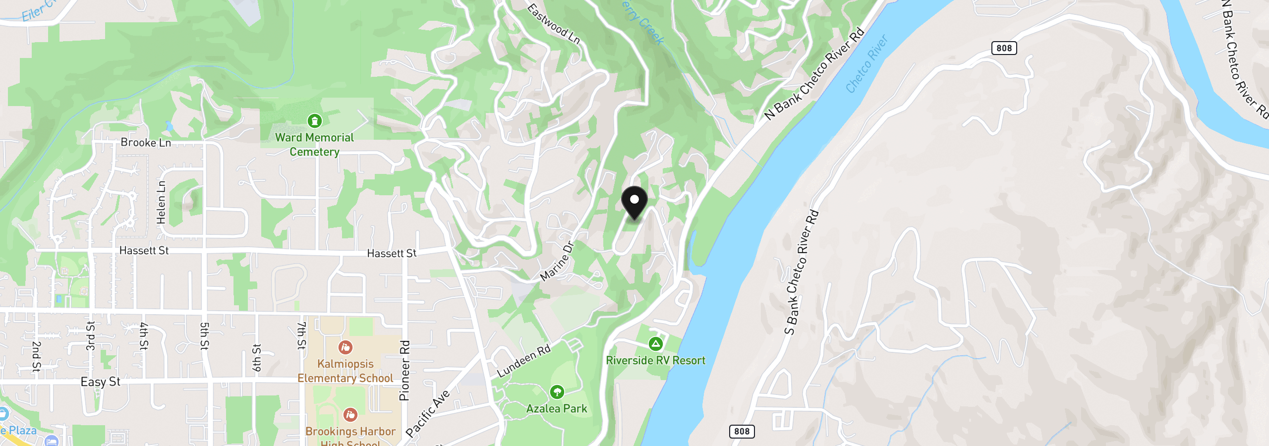 Map showing the location of 00 Thompson` Rd, Brookings, OR 97415