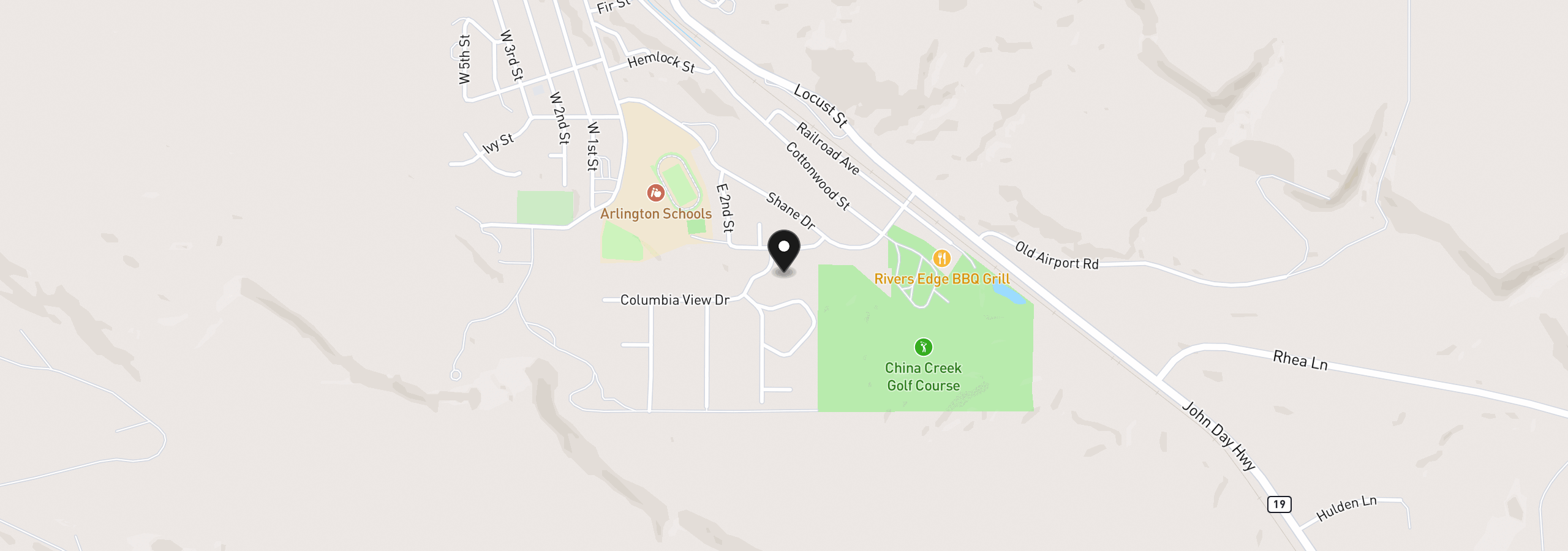 Map showing the location of 1100 Columbia View Dr, Arlington, OR 97812