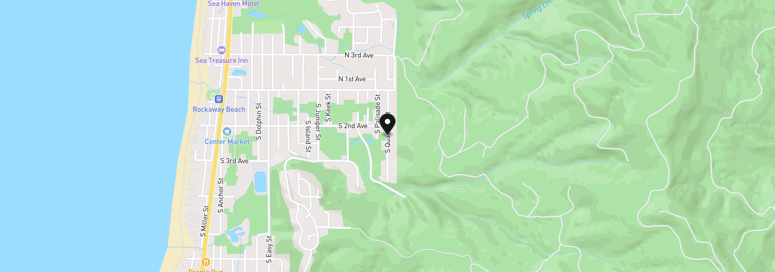 Map showing the location of Quadrant St, Rockaway Beach, OR 97136